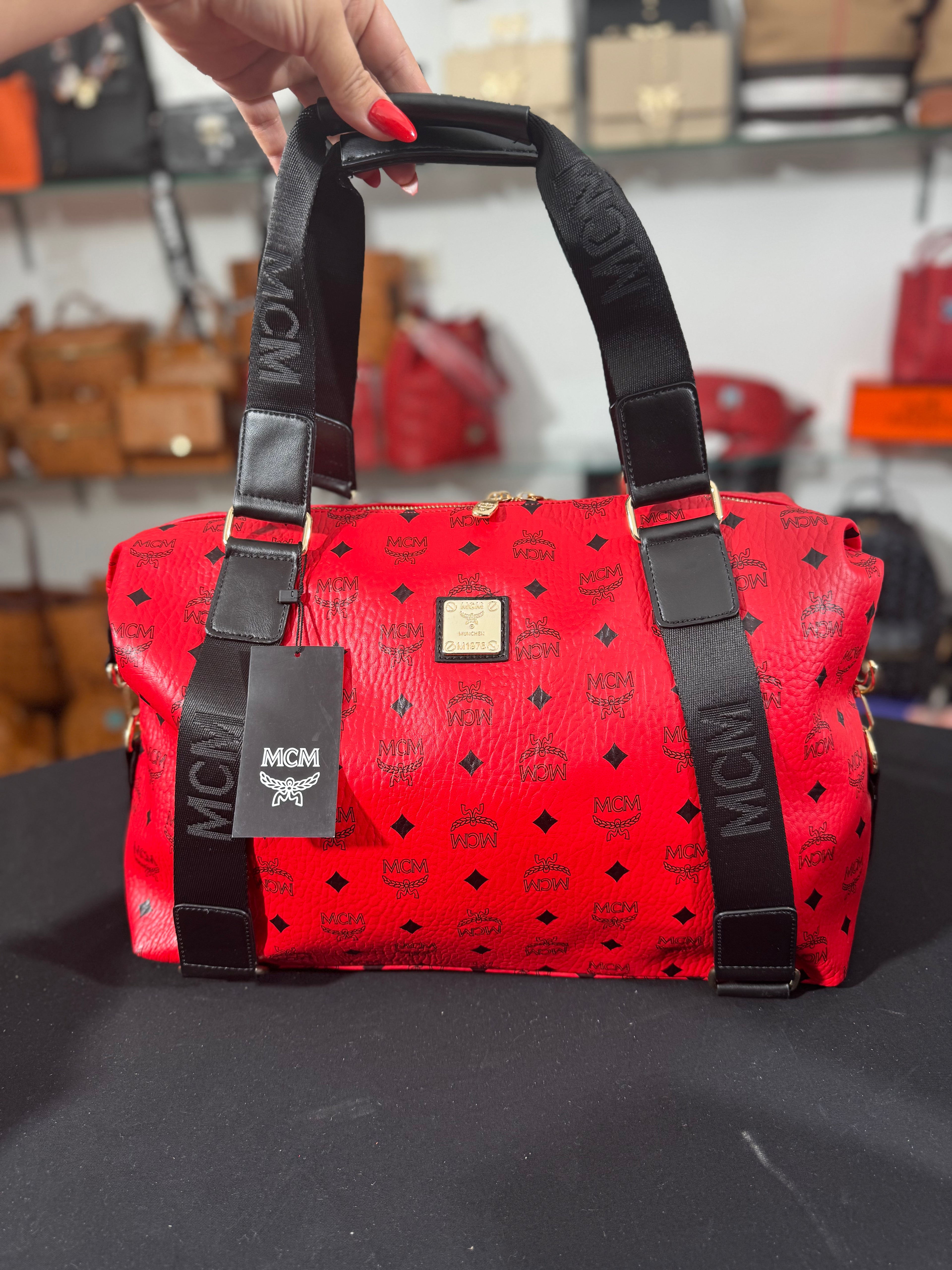 Travel bag mcm red 40x30