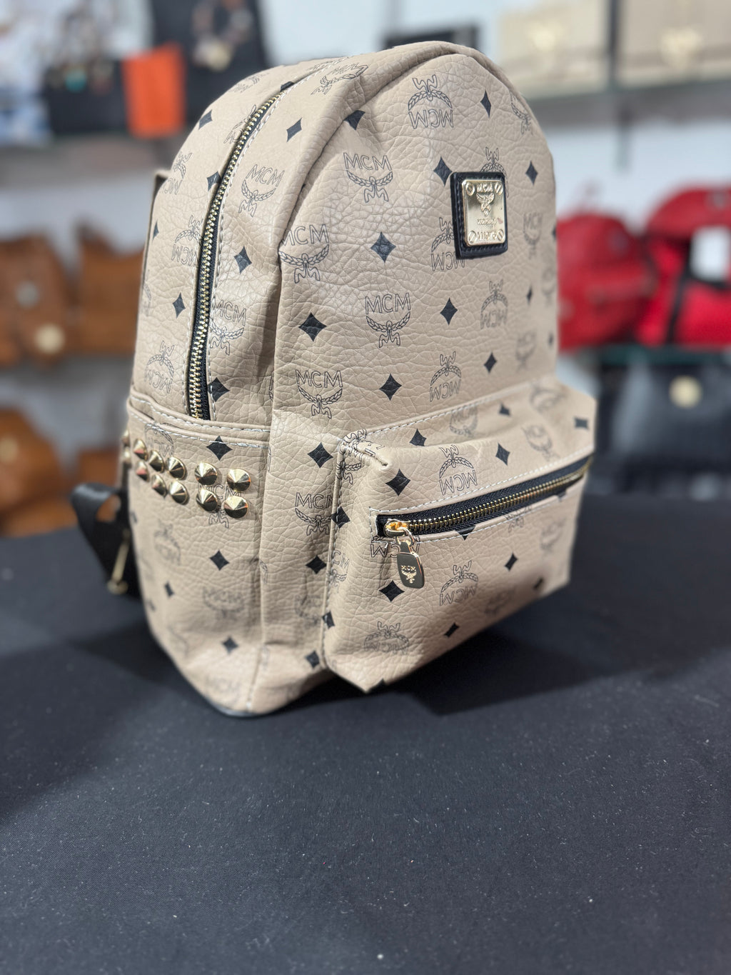 Backpack medium mcm beige 30x25