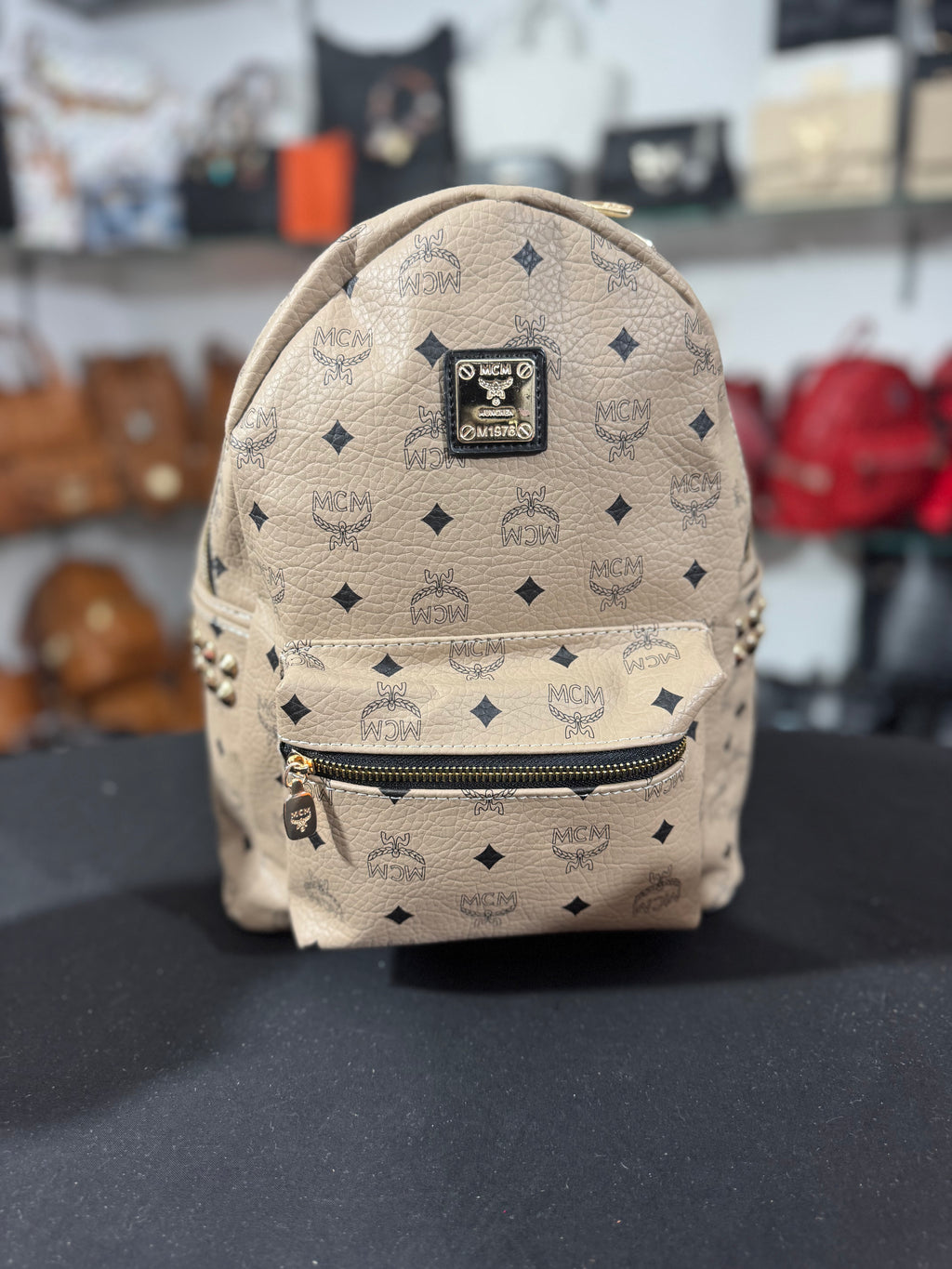 Backpack medium mcm beige 30x25