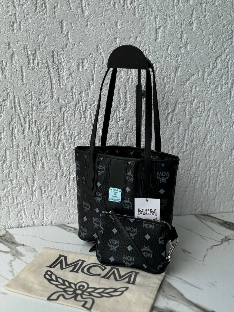 Mcm mini shopper black 21x25