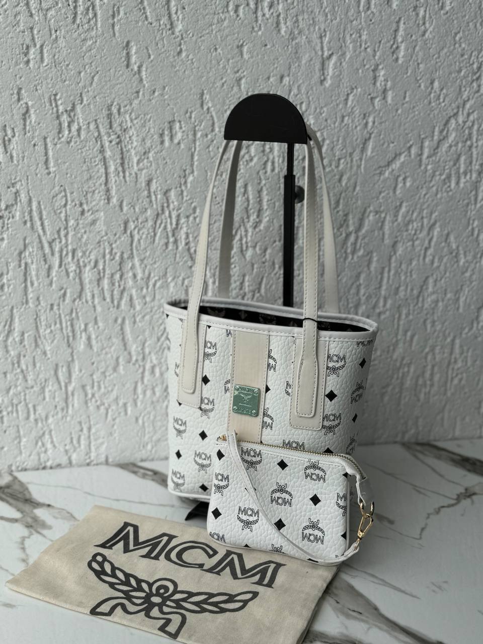 Mcm mini shopper white 21x25
