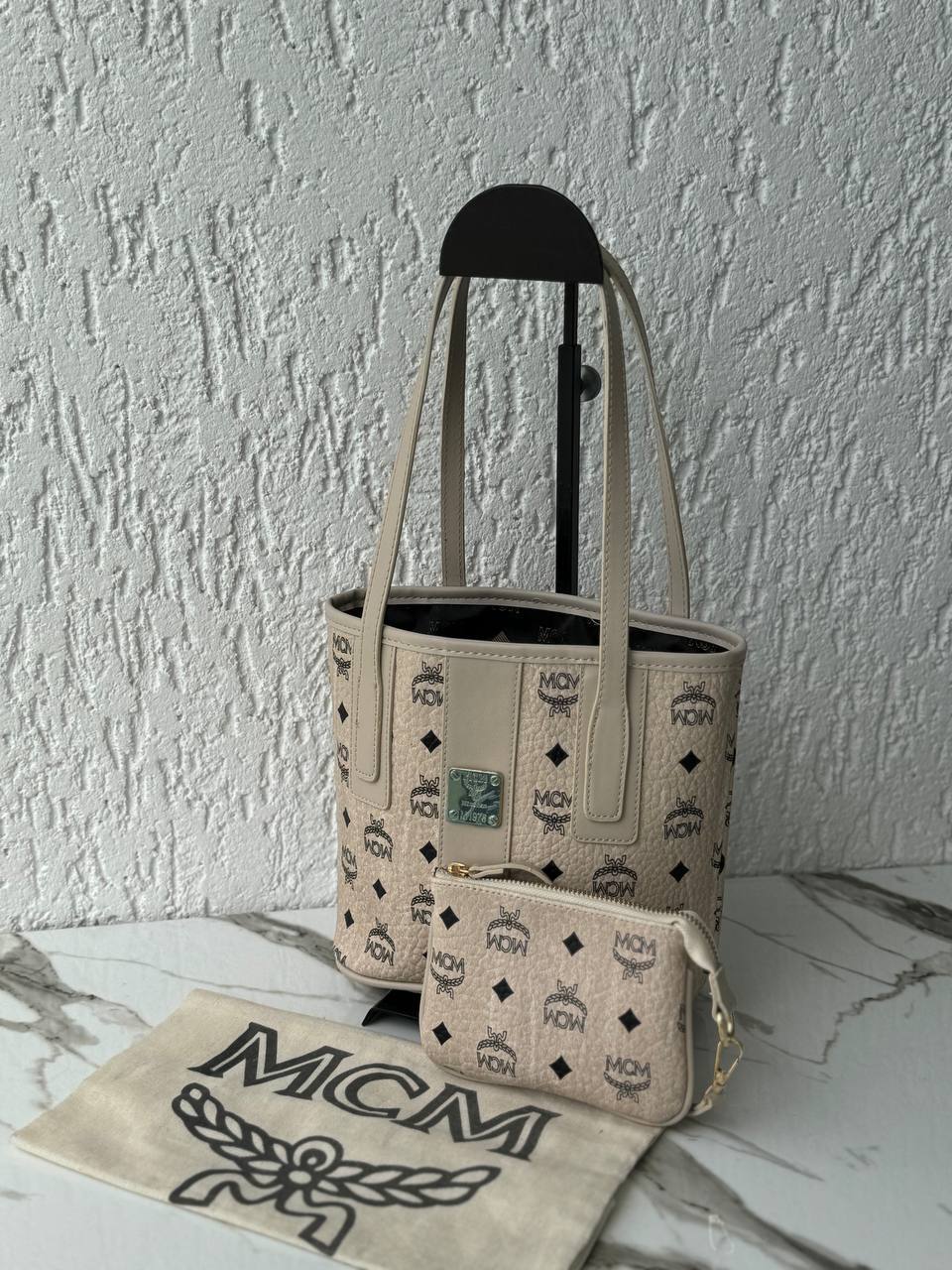 Mcm mini shopper beige 21x25