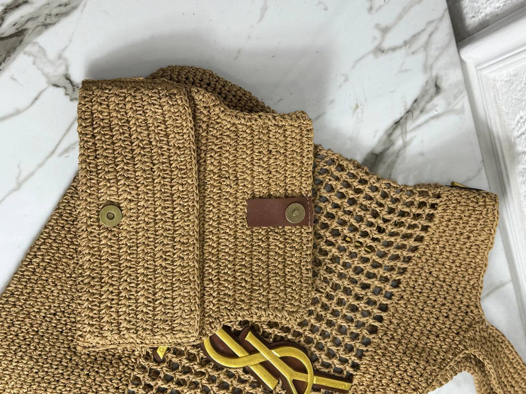 Ysl ψάθινη πλεκτή τσάντα 38x50